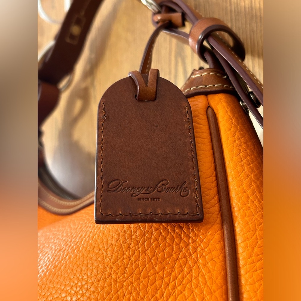 Dooney And Bourke Orange Pebble Leather Harrison Hobo Shoulder Bag - Picture 7 of 15